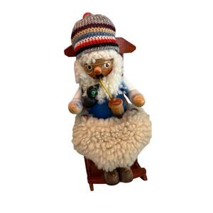 VTG Steinbach Volkskunst Opa Grandpa Musical Smoker Rocking Chair Rocker WORKING